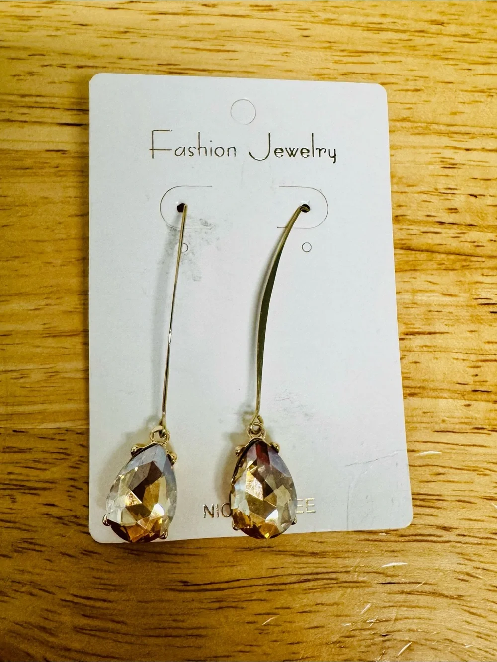Fashion Jewelry Gold Drop Earrings with Champagne Crystal